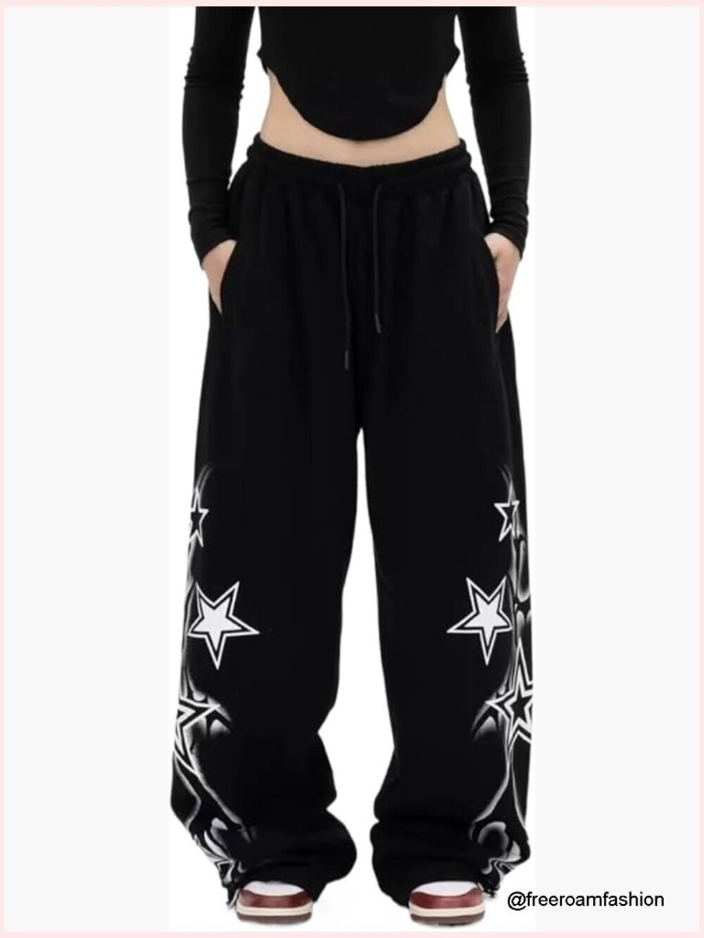 Y2K Wide Leg Baggy Grunge Double Waist Drawstring Sweatpants Streetwear
